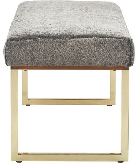 Pemberly Row Modern / Contemporary Giselle Chic Gold Bench Faux Fur ... pertaining to Pemberly Row Modern / Contemporary Giselle Chic Gold Bench Faux Fur